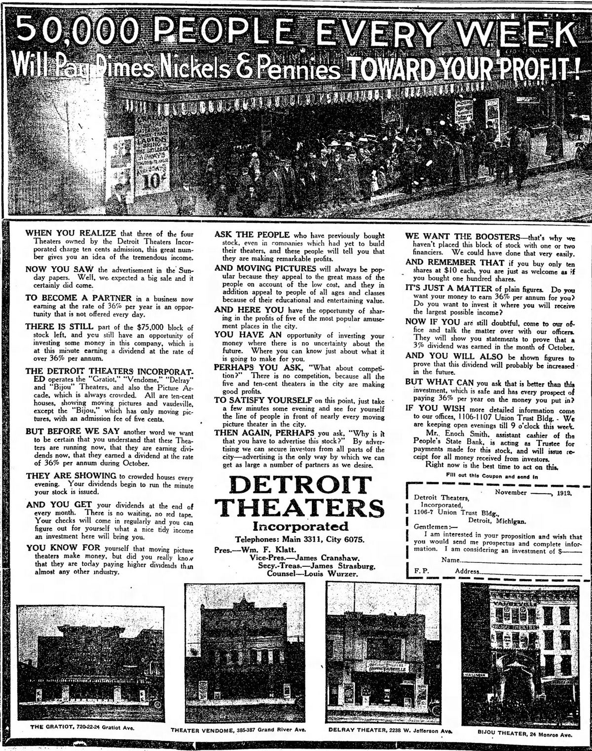 Delray Theatre - November 1912 Ad (newer photo)